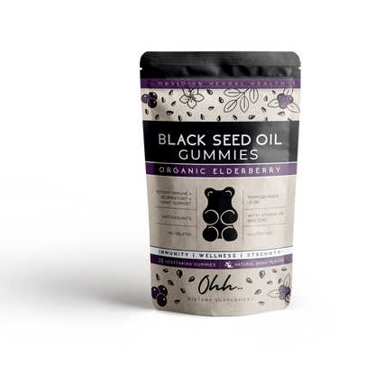 Black seed oil elderberry gummies on the go: 15 vegetarian (vegan), halal gummies