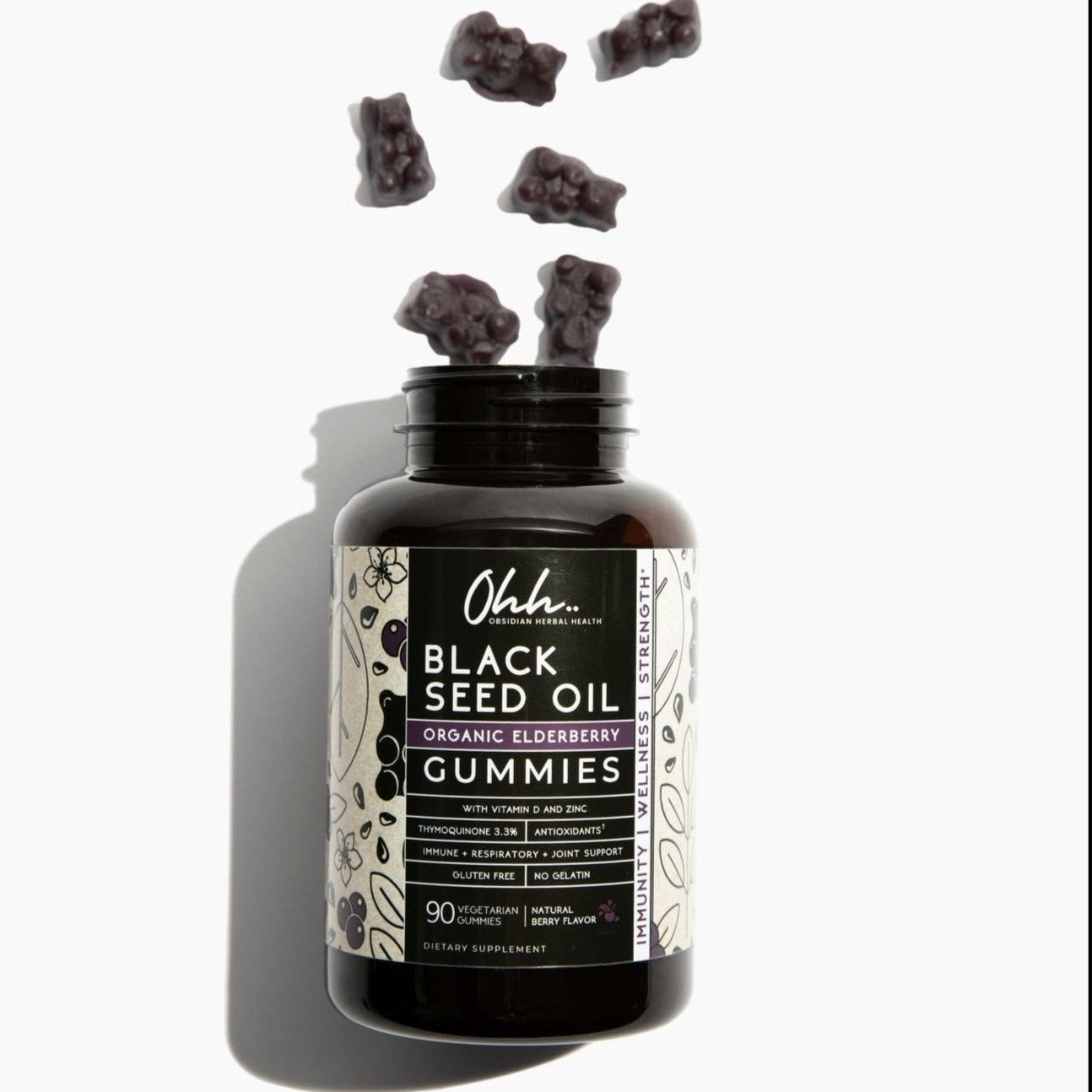 Organic black seed oil gummies with elderberry: gummy bears