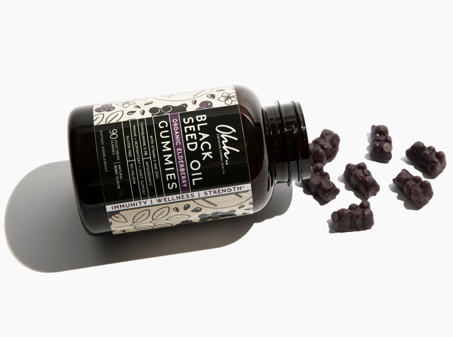 Organic elderberry gummies with black seed oil: gummy bears